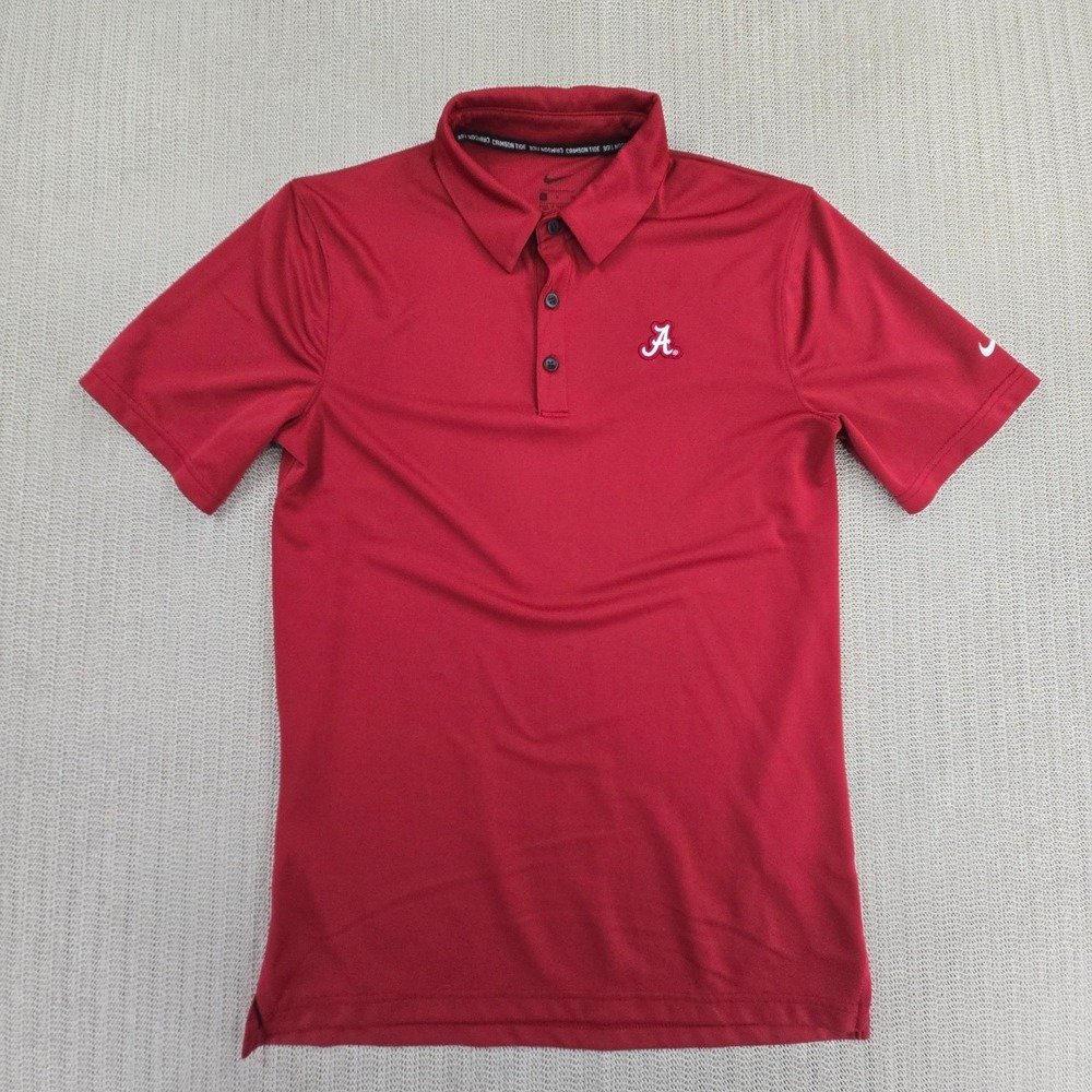 Nike Alabama Crimson Tide Polo Shirt Mens Small Red NCAA SEC Football Script A